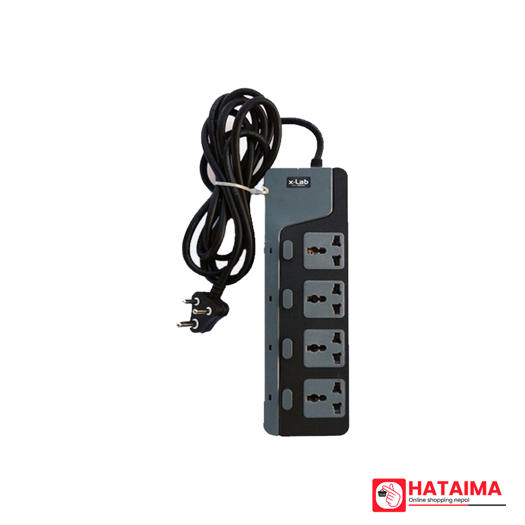 xLab 4 Universal Sockets - 1.5 Meters, Pure Copper Power Extension Cord with 4 Individual Switches (XEC-440N15)