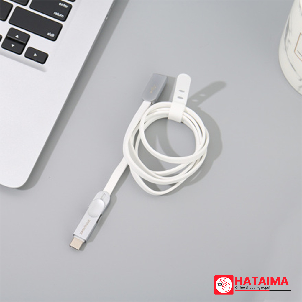 Zinc Alloy 2-in-1 Sync Charging Cable for Android&Type-C (White)